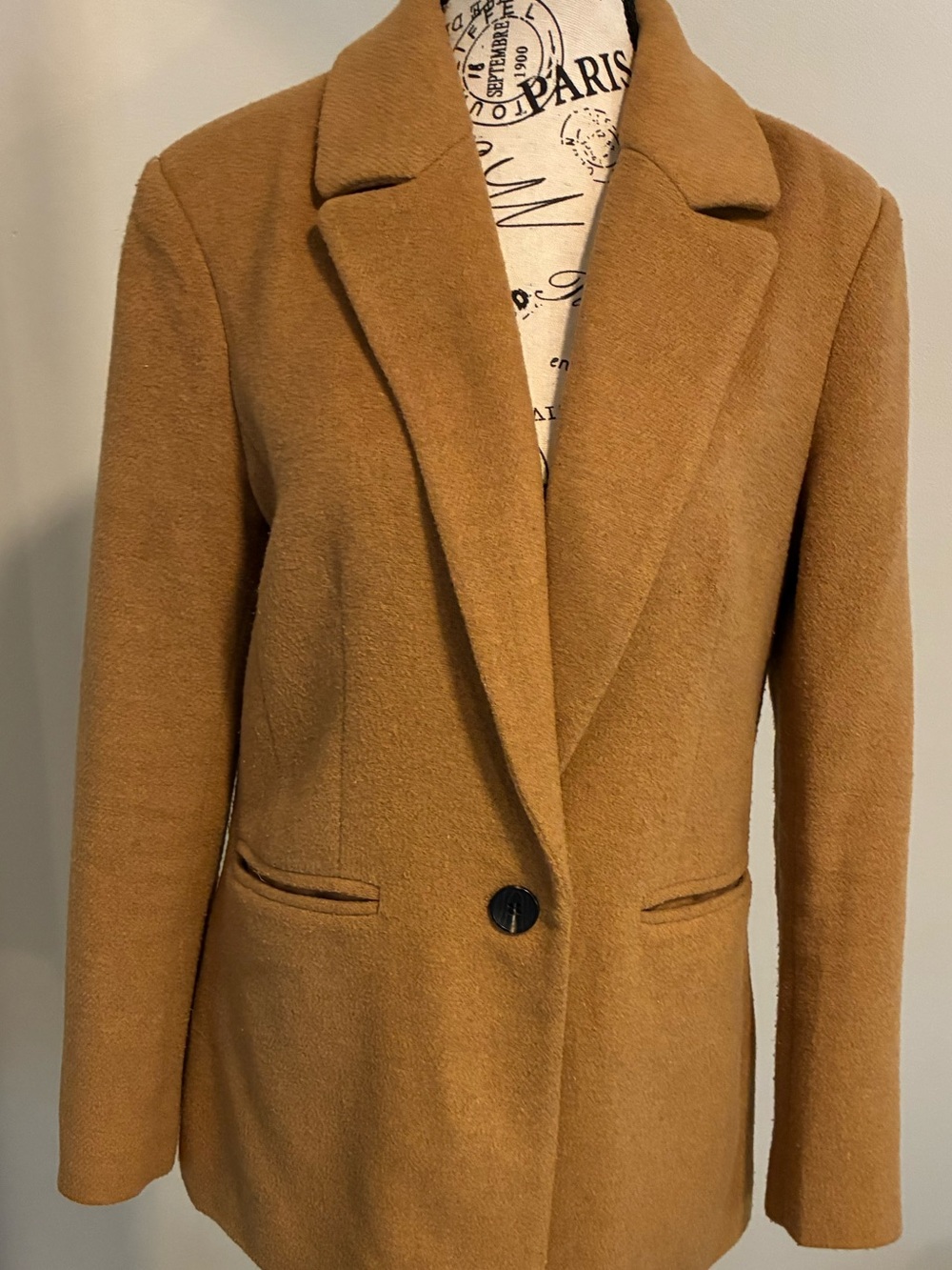 Avec Les Filles Womens Camel Single-Button Blazer Coat Sz Sm. Chic Acedemia